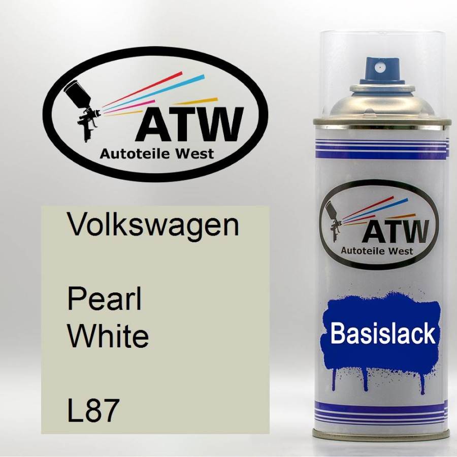 Volkswagen, Pearl White, L87: 400ml Sprühdose, von ATW Autoteile West.